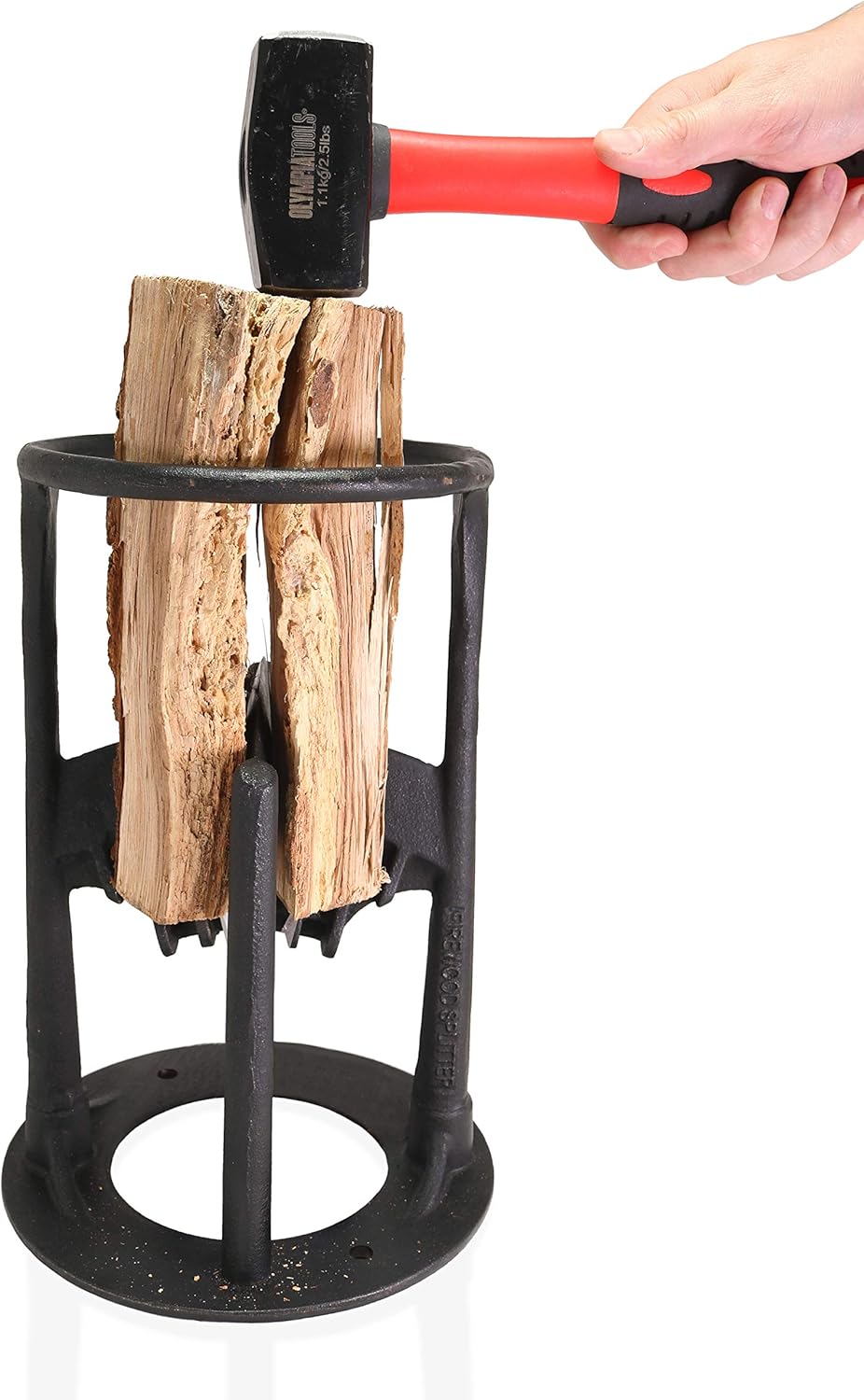 OKRONIS Firewood Splitter - Heavy Duty Cast Iron Kindling Log Splitting Wedge - Complete with Removable Secondary Blade Attachment