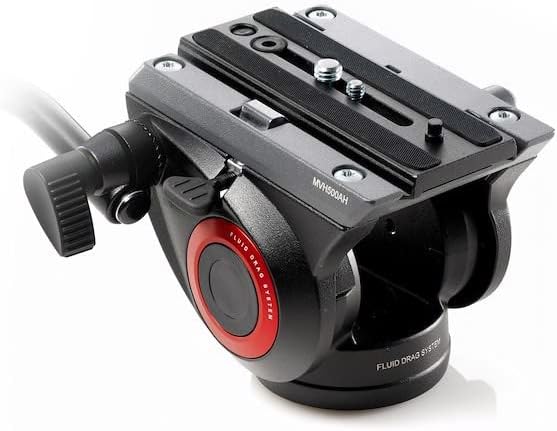 Manfrotto MVH500AH, Lightweight Fluid Video Head with Flat Base, Sliding Plate for Rapid Camera Connection, Supports Multiple Tripods