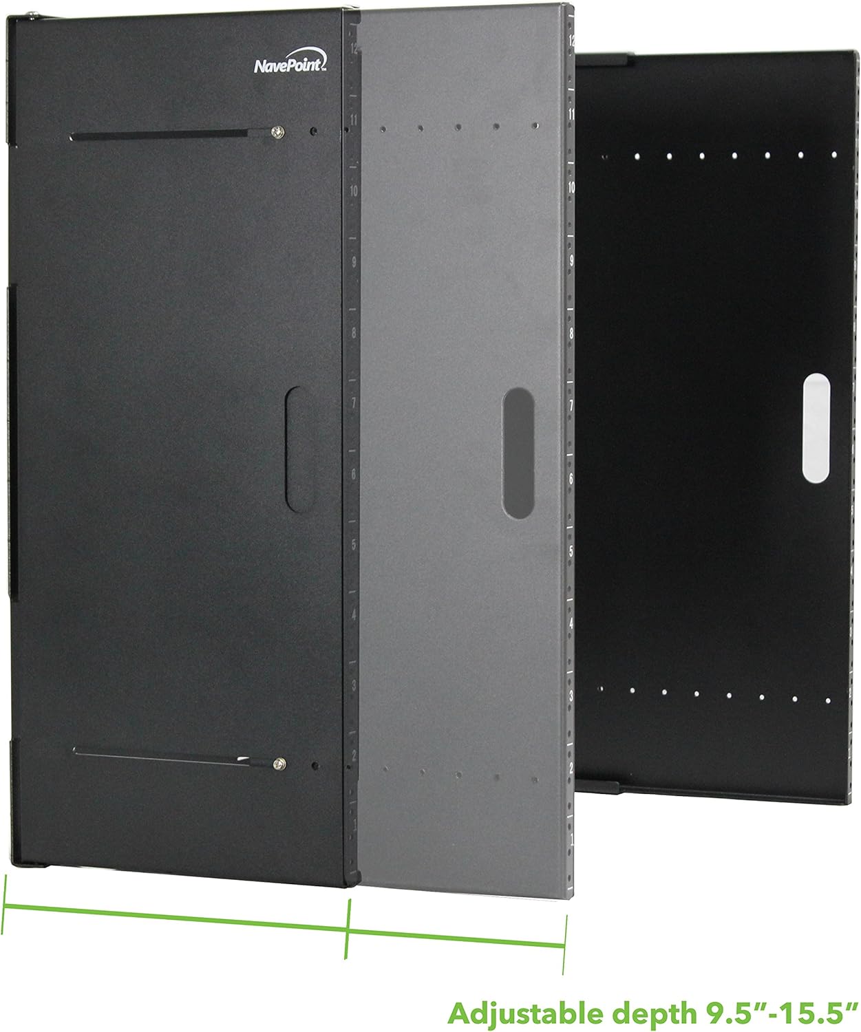 NavePoint 12U Wall Mount Bracket Extendable Network Equipment Rack Threaded Standard 22 Inch