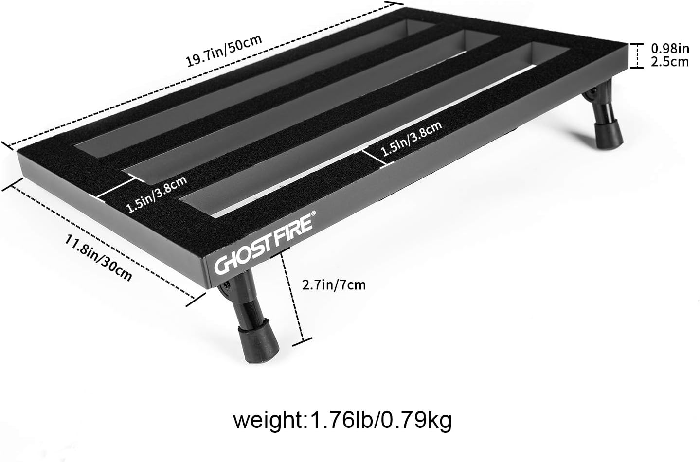 Ghost Fire Guitar Pedal Board Aluminum Alloy Super light Effect Pedalboard with Carry CASE (19.8''x11.5''SPL-04 PC)