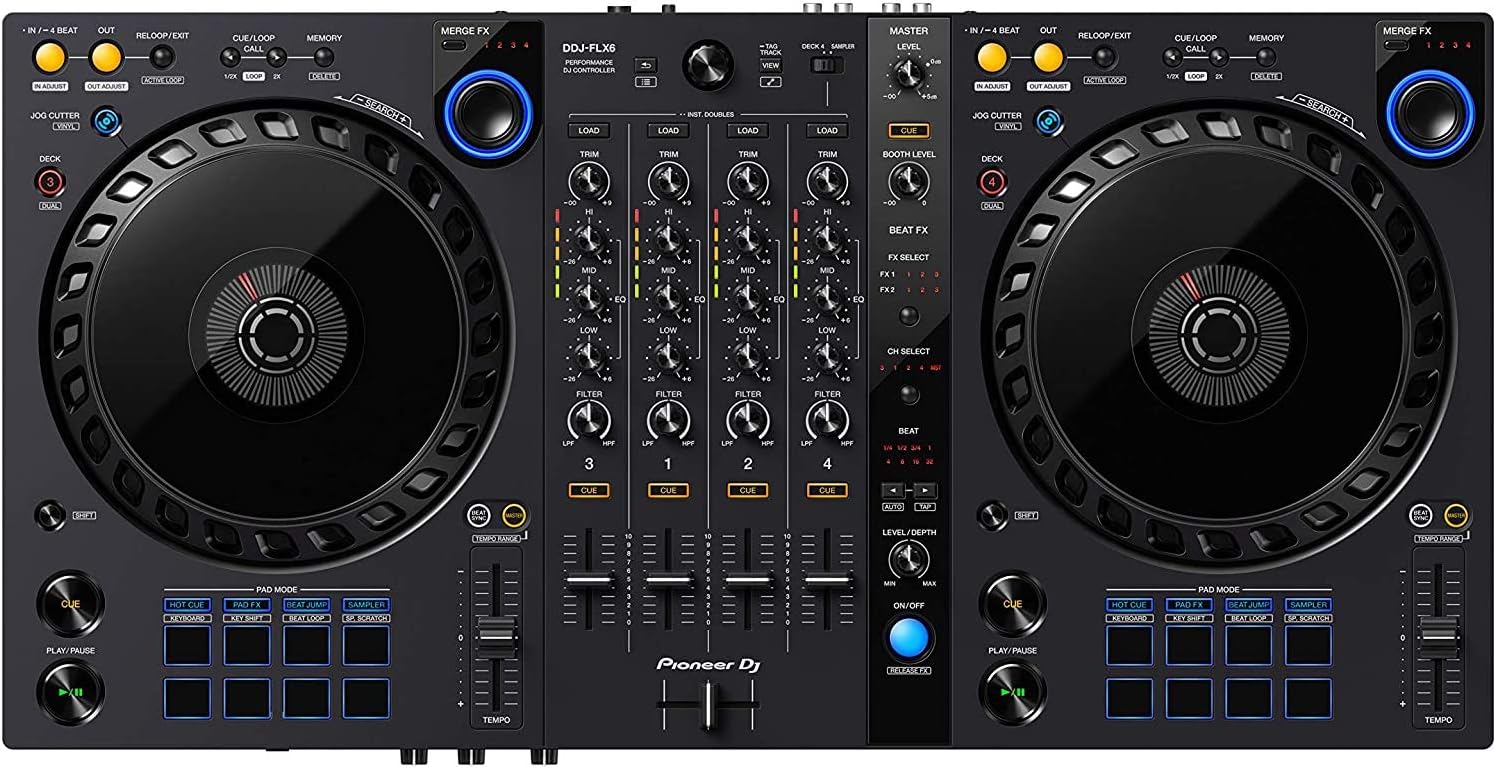 Pioneer Pro DJ Bundle with DDJ-FLX6 + DM-40 Set + HDJ-X5 Headphones