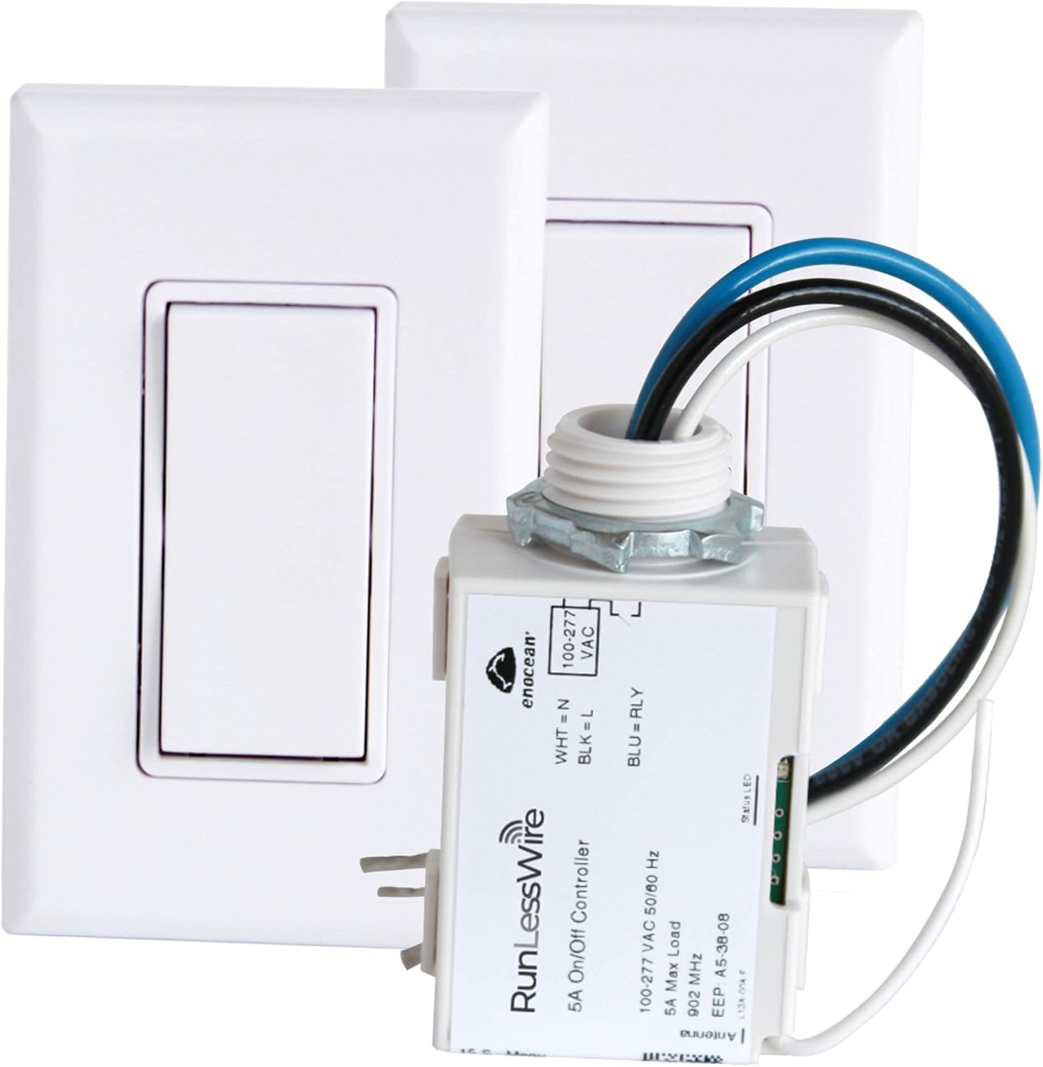 RunLessWire 3-Way Wireless Switch Kit, Self-Powered Rocker Switch, No Wire Light Control Kit