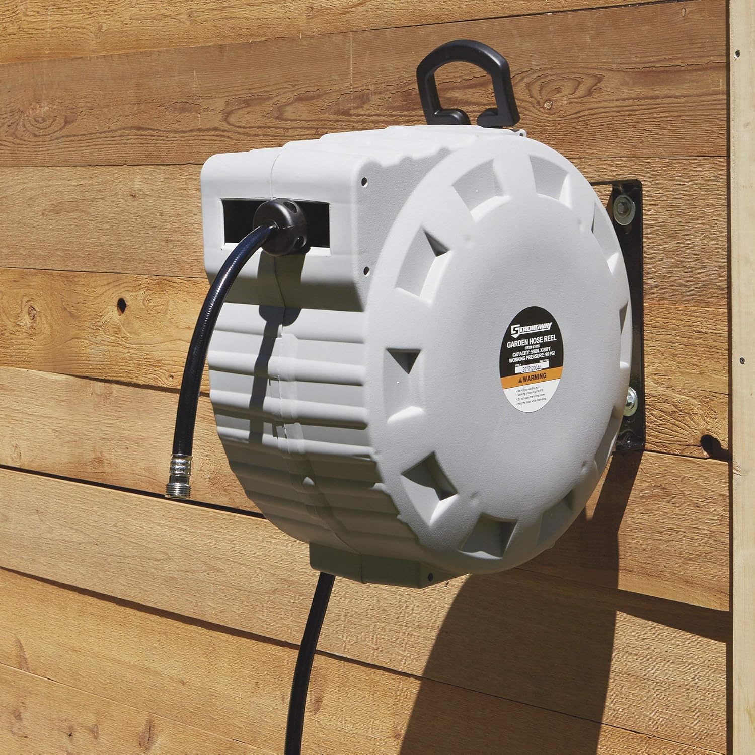 Strongway Retractable Garden Hose Reel with 5/8in. Dia. x 80ft.L Hose - Wall Mount