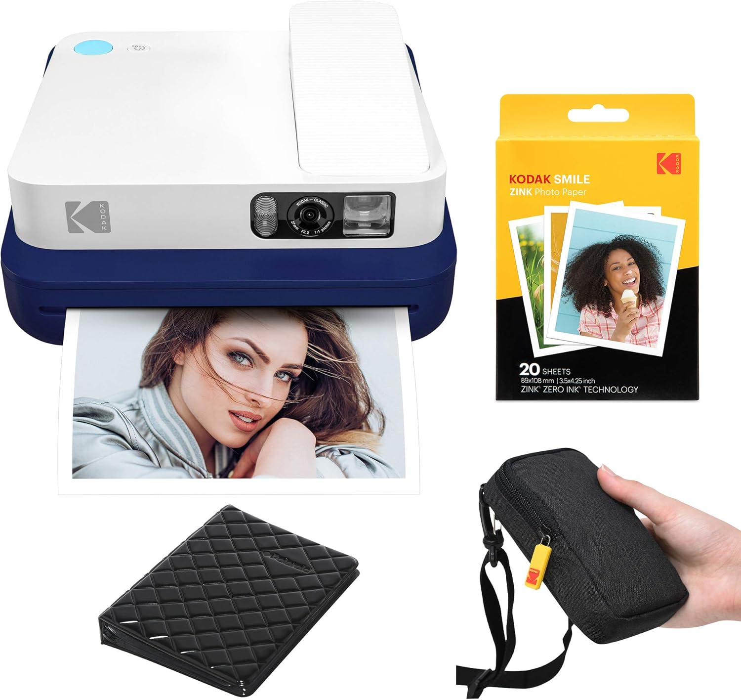 KODAK Smile Classic Digital Instant Camera with Bluetooth (Blue) Travel Kit