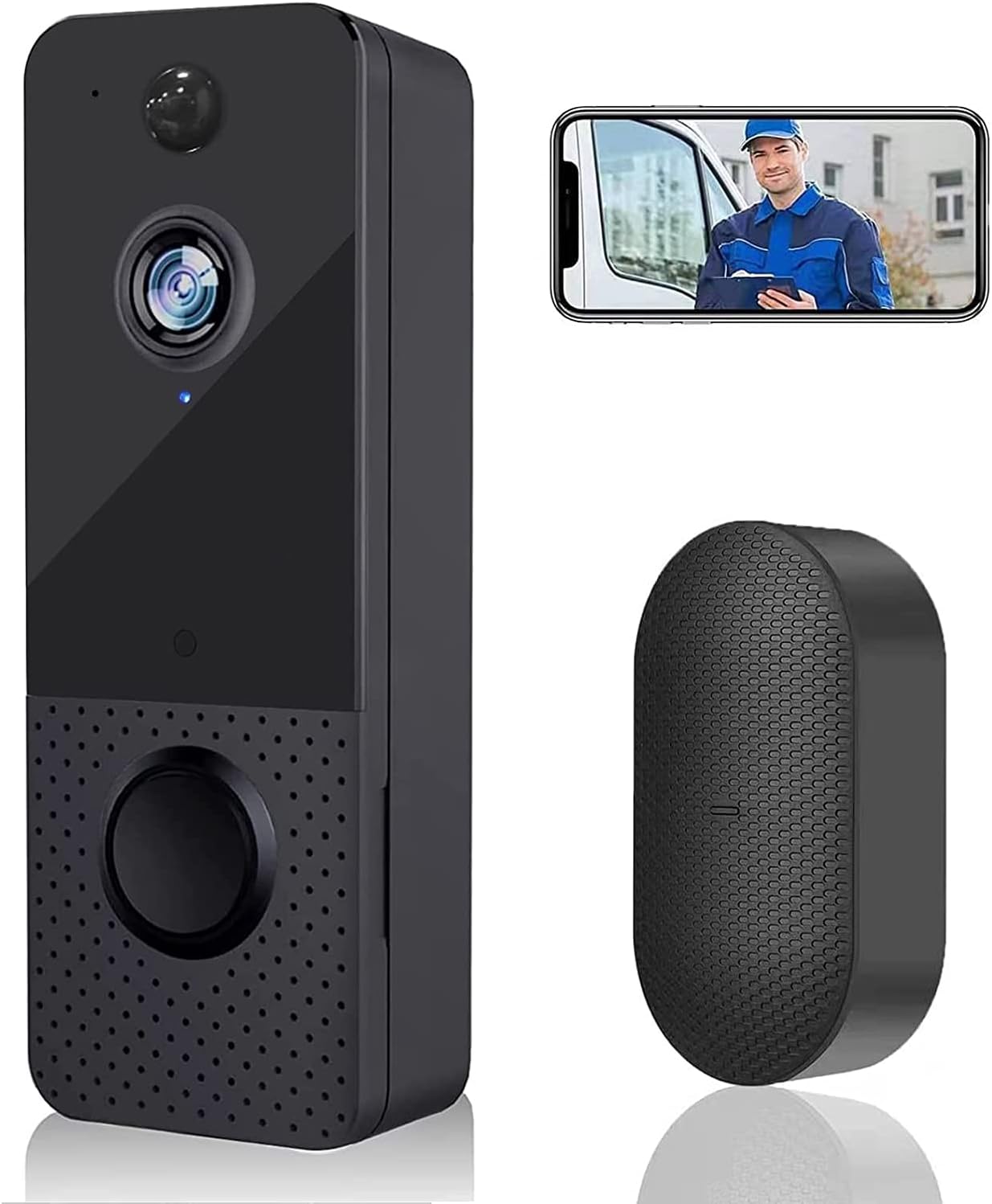 Doorbell Camera Wireless, 1080P HD Video Doorbell with Chime,2-Way Audio, PIR Motion Detection, Night Vision, IP65 Weatherproof, Free Cloud Storage,166° Wide Angle, Multi-User Use for Home Security Pack of 2