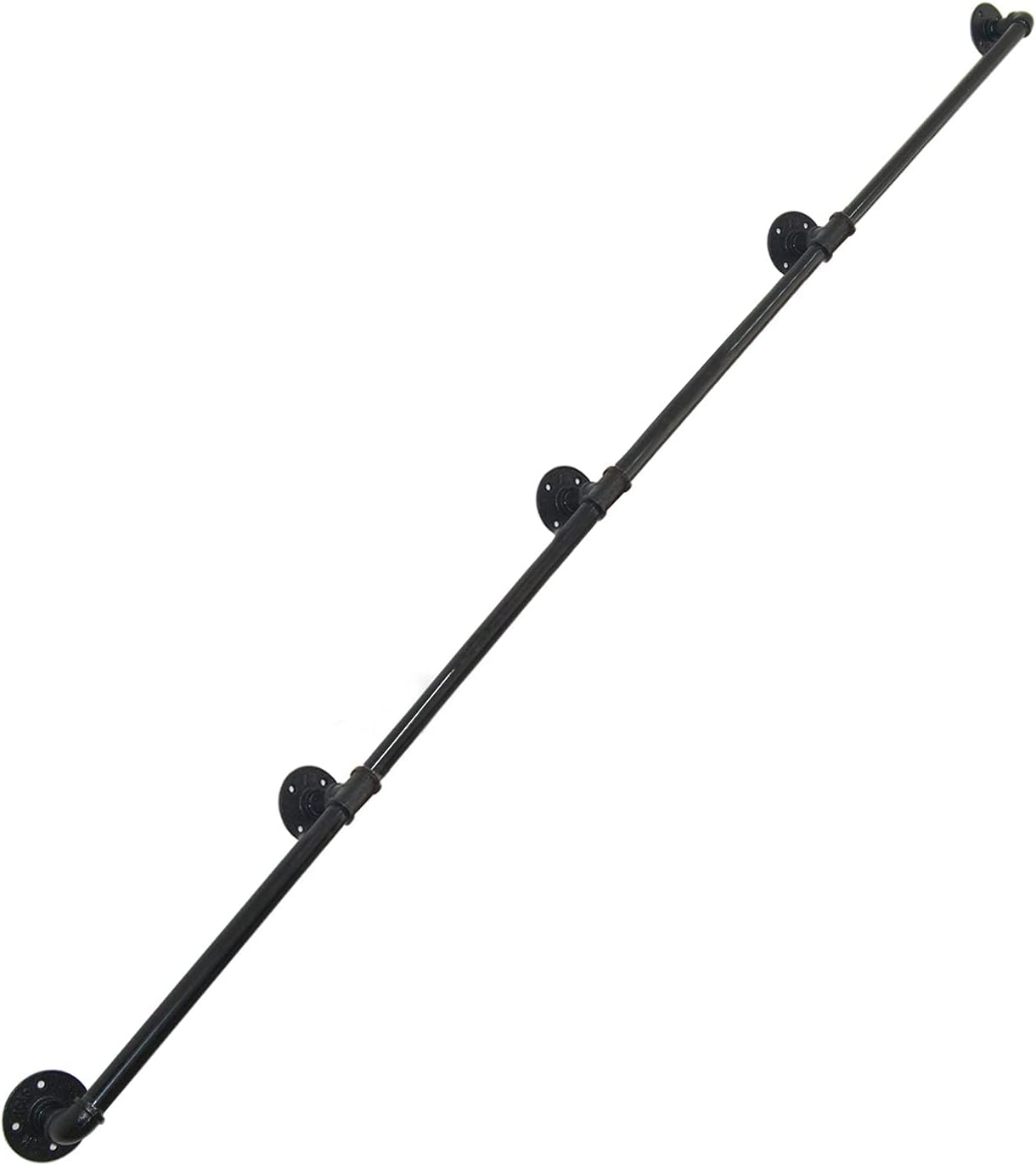 DIYHD 15FT Wall Mount Pipe Handrail for Stairs,Industrial Rustic Black Indoor Deck Hand Rail