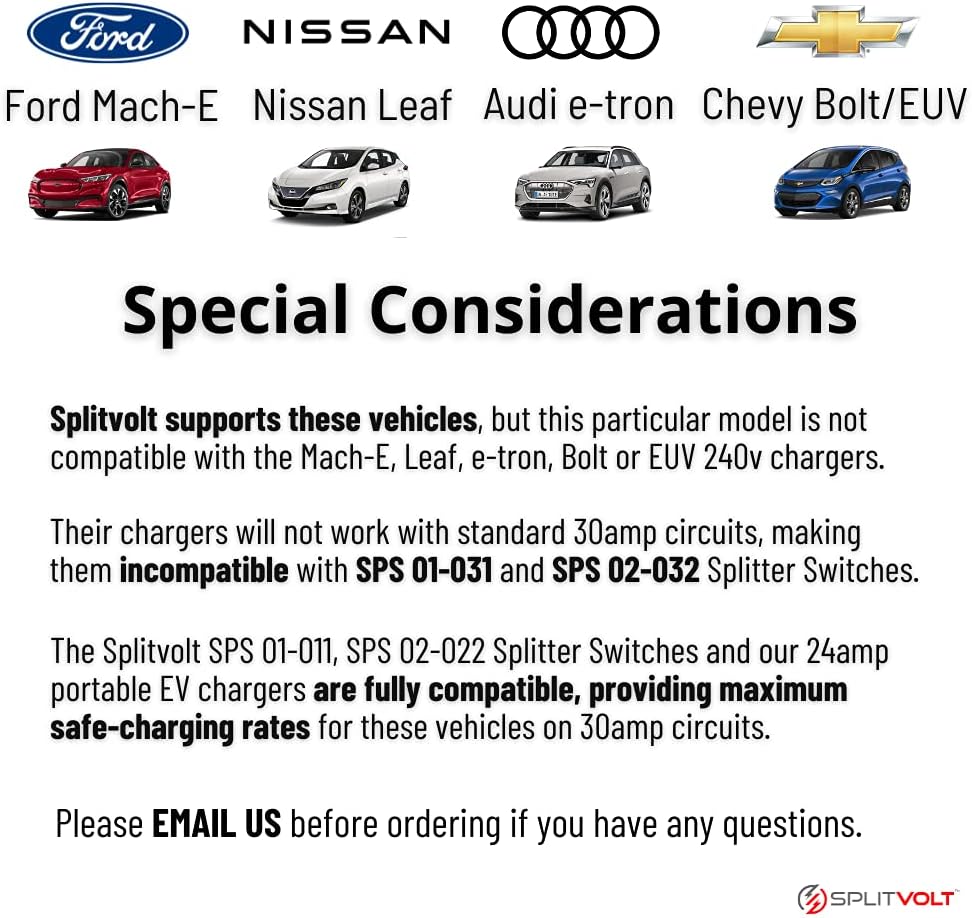 Splitvolt NEMA 14-30/14-50 Splitter Switch (TM) 14-30 Plug to 14-30 Outlet (A) & 14-50 Outlet (B) - Automatic Power Switching for Dryer & EV, Internal Safety Breaker & Real-time Display, 24 Amp, 240V