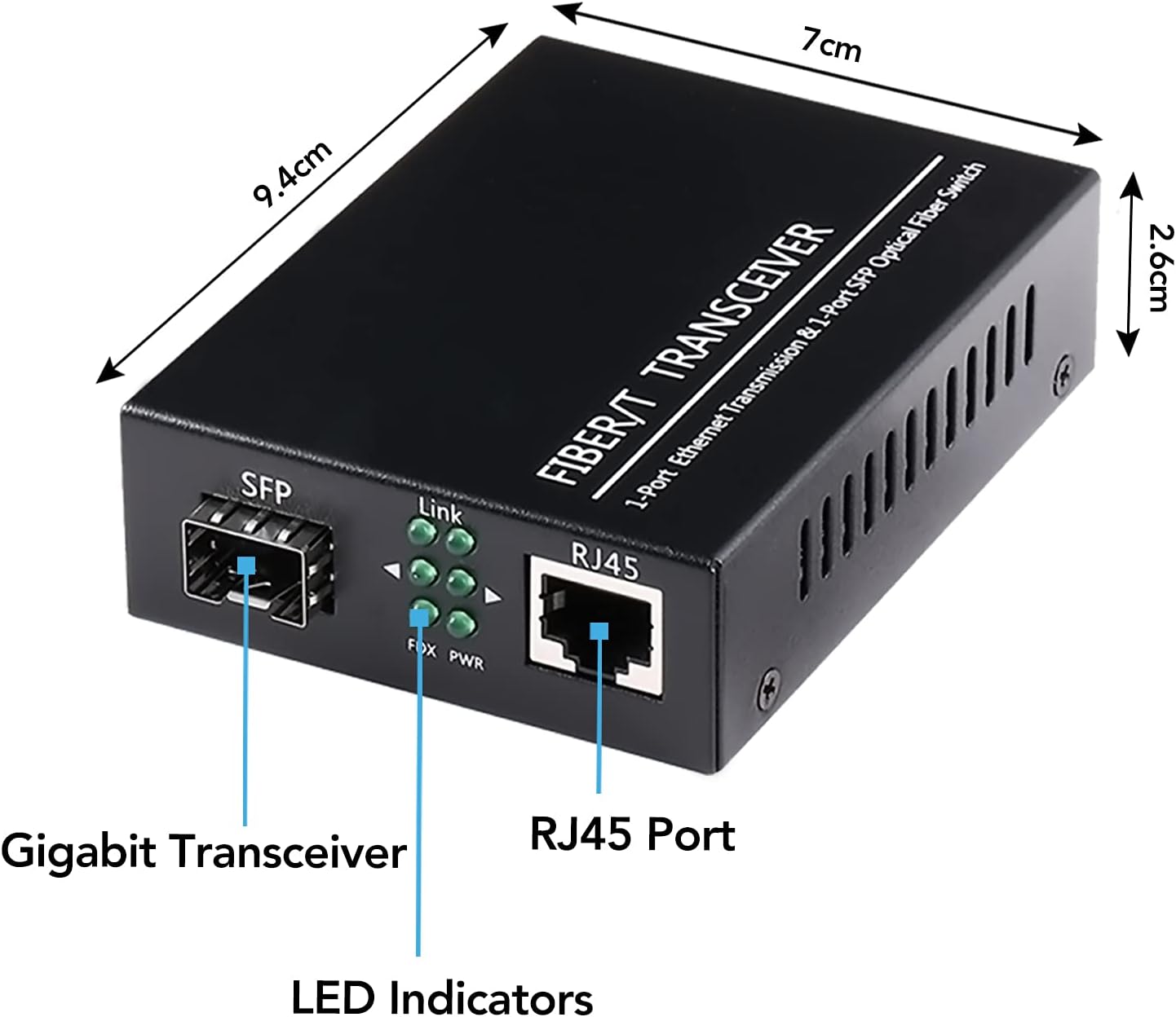 A Pair of 1.25G/s Bidi Gigabit Multi-Mode Fiber Ethernet Media Converter with 2PCS Bidi SFP LC Dual Transceiver Module Included, 10/100/1000Base-Tx to 1000Base-SX SMF RJ45 to SFP Slot up to 550M Pack of 2