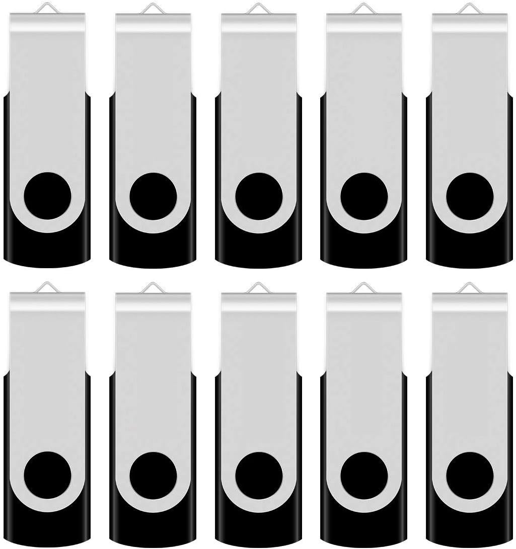 Flash Drives 32GB, Aiibe 20 Pack 32 GB Flash Drive Bulk USB Flash Drives 32GB USB 2.0 Thumb Drive Swivel Memory Stick USB Drive (32GB, Black) Pack of 2