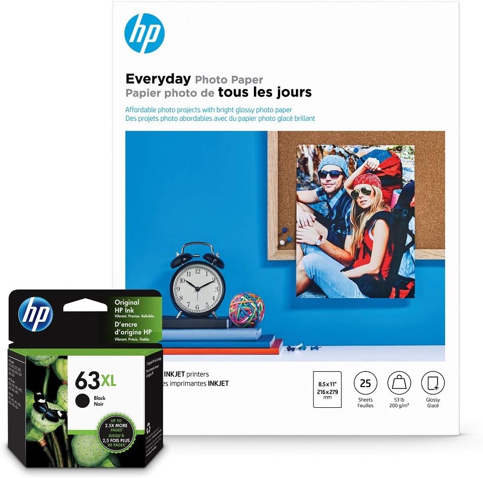 Original HP 63XL Black High-yield Ink Cartridge | Works with HP DeskJet 1112, 2130, 3630 Series; HP ENVY 4510, 4520 Series; HP OfficeJet 3830, 4650, 5200 Series | Eligible for Instant Ink | F6U64AN Pack of 2