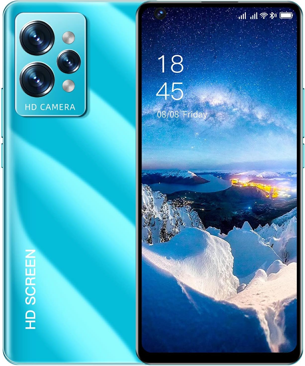 Unlocked Mobile Phones, Smart Phone HD Full Screen Phone, Adnroid Dual SIM Quad-core Face Unlocked Smartphones 2+16GB 6.82-inch Ultrathin, Support Extension 128g The Gift for Friends/Family (Blue) Pack of 2