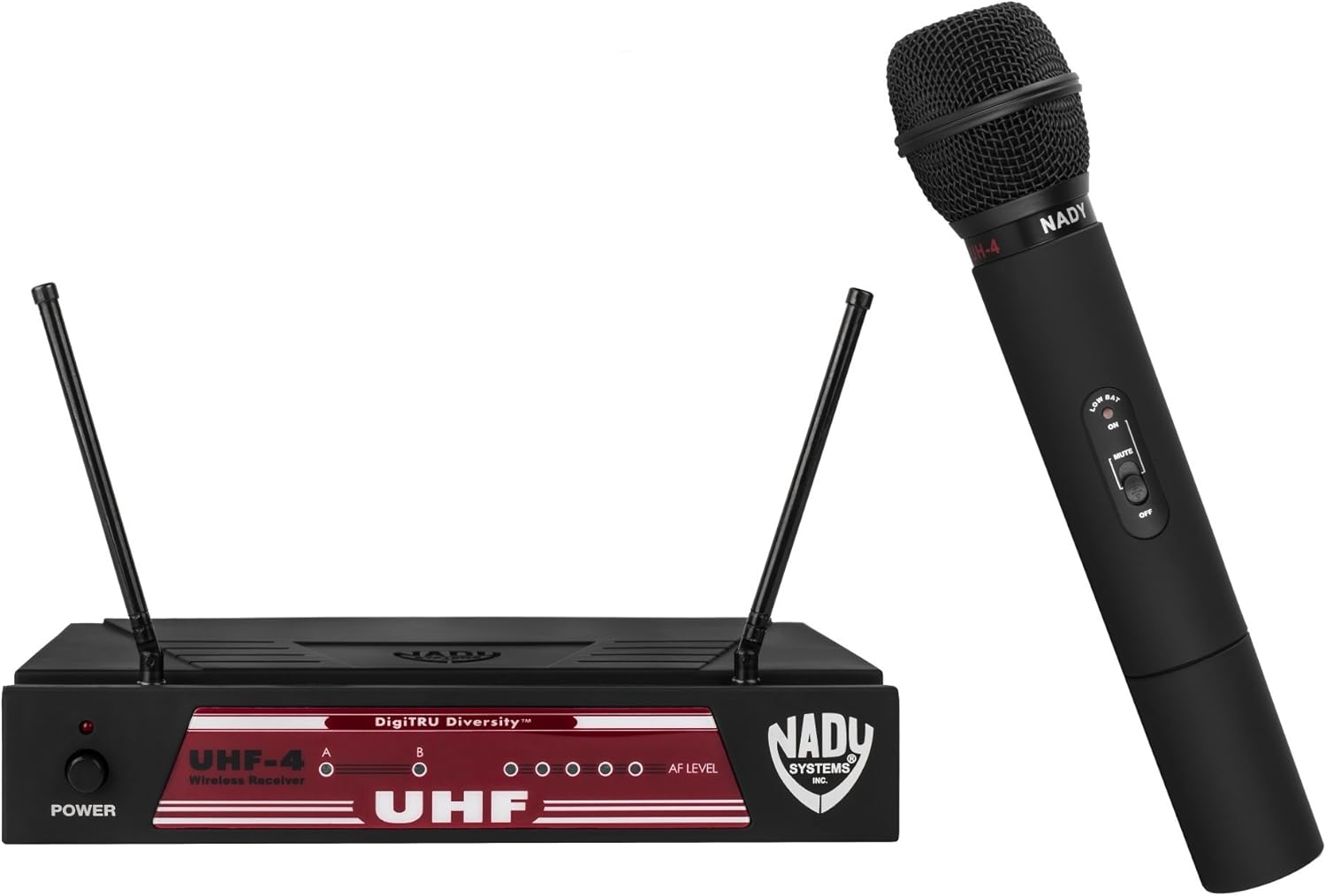 Nady UHF-4 Wireless Headset + Lapel/Lavalier Microphone System with True Diversity – 2 Microphone Bundle (HM-3 + LM-14)