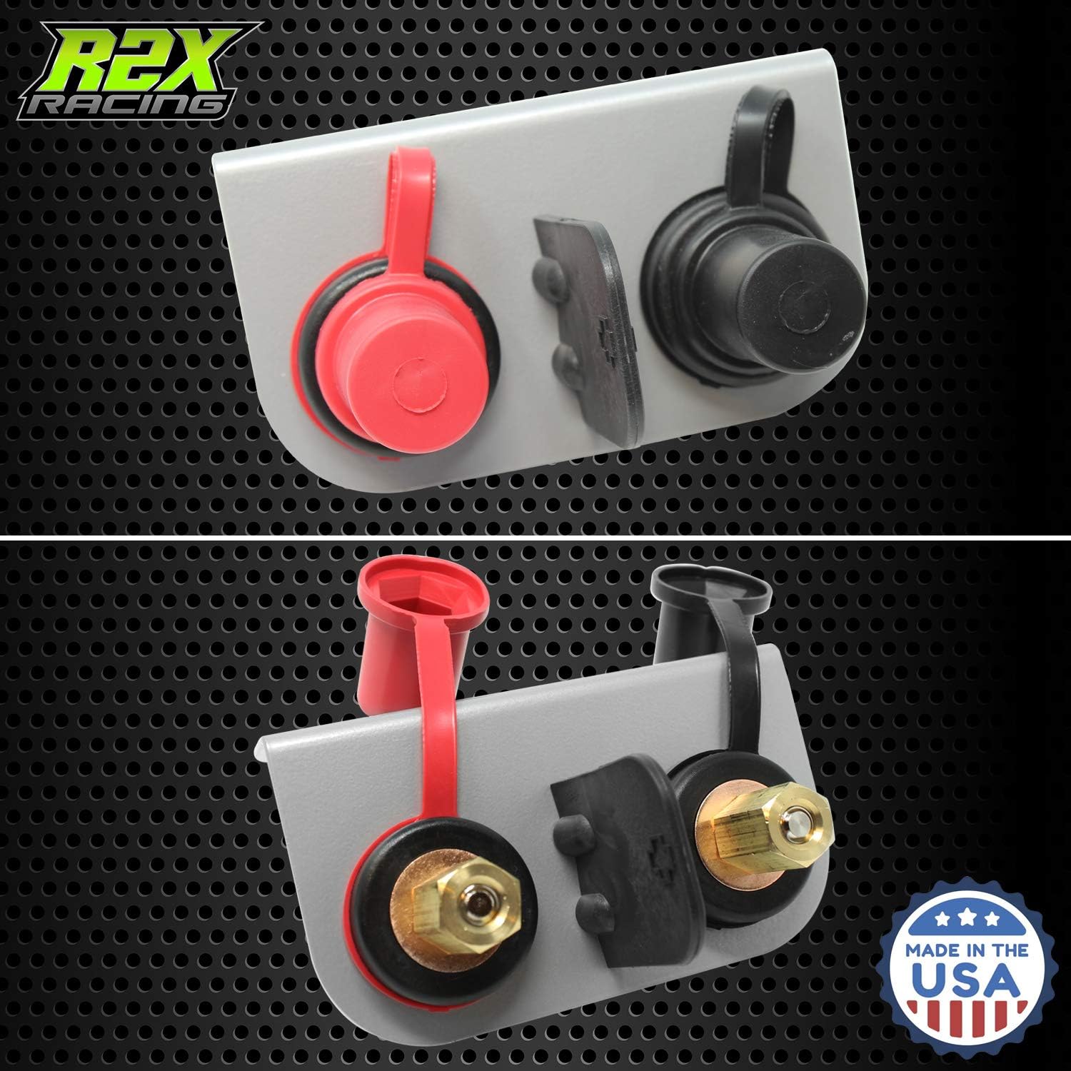 Heavy Duty Remote Battery Charging and Jumper Terminals with Mounting Bracket, Made in the USA Pack of 2