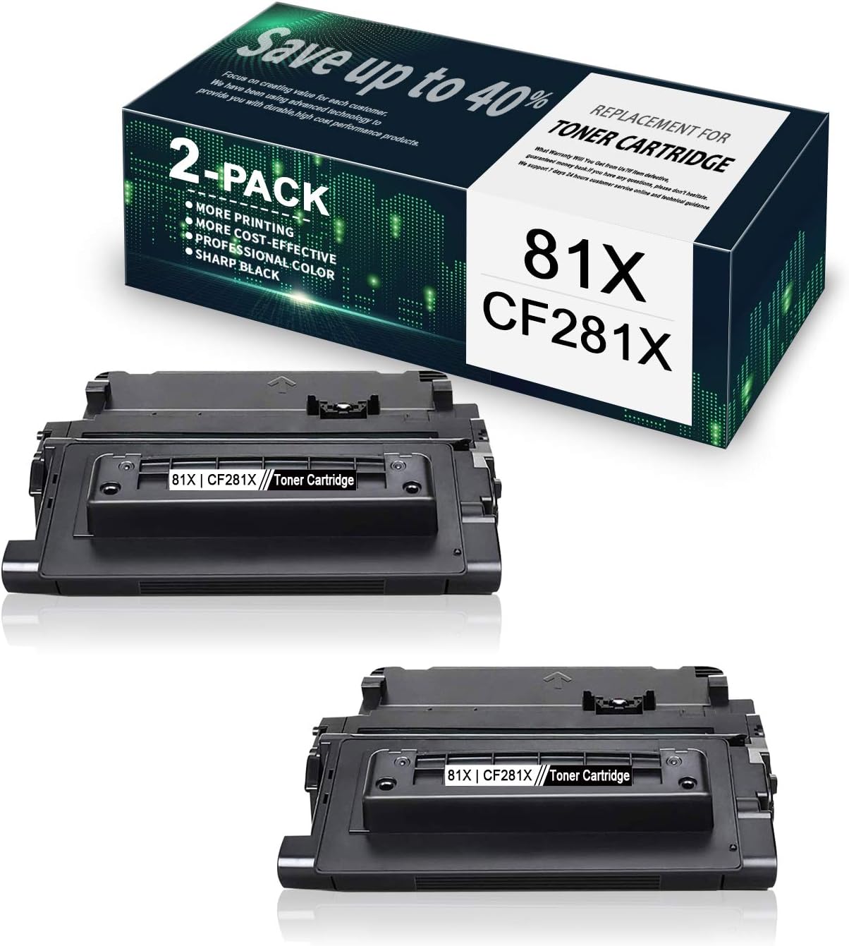 2-Pack Black 81X | CF281X Compatible Toner Cartridge Replacement for HP Enterprise M604dn M604n M605n M606dn M630h M606x MFP M630f M606 M604 M630z M605 M630 M630 Printer, Toner Cartridge.
