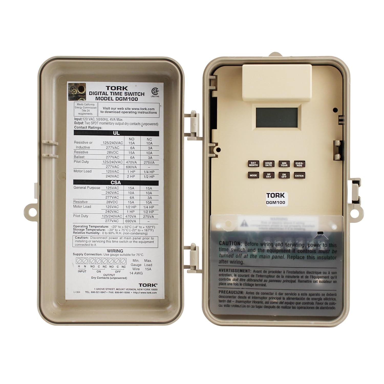 DG100 Series Multipurpose Control 365/7 Day Time Switch, 120-277 VAC Input Supply, 1 Channel, SPDT Momentary Output Contact