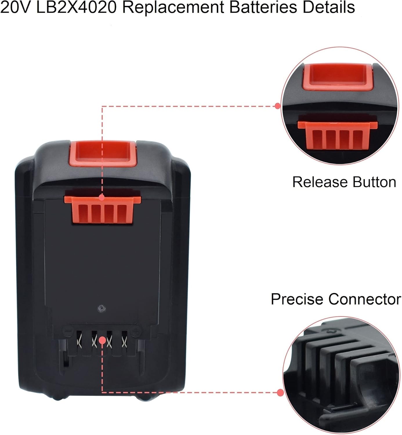 Rocivic 2 Packs 6.0Ah 20V LBXR20 Replacement Battery for Black and Decker 20 Volt Max LB20 LBX20 LBX4020 LB2X4020 LBXR2020 LB2X4020-OPE Cordless Tool Batteries Pack of 2