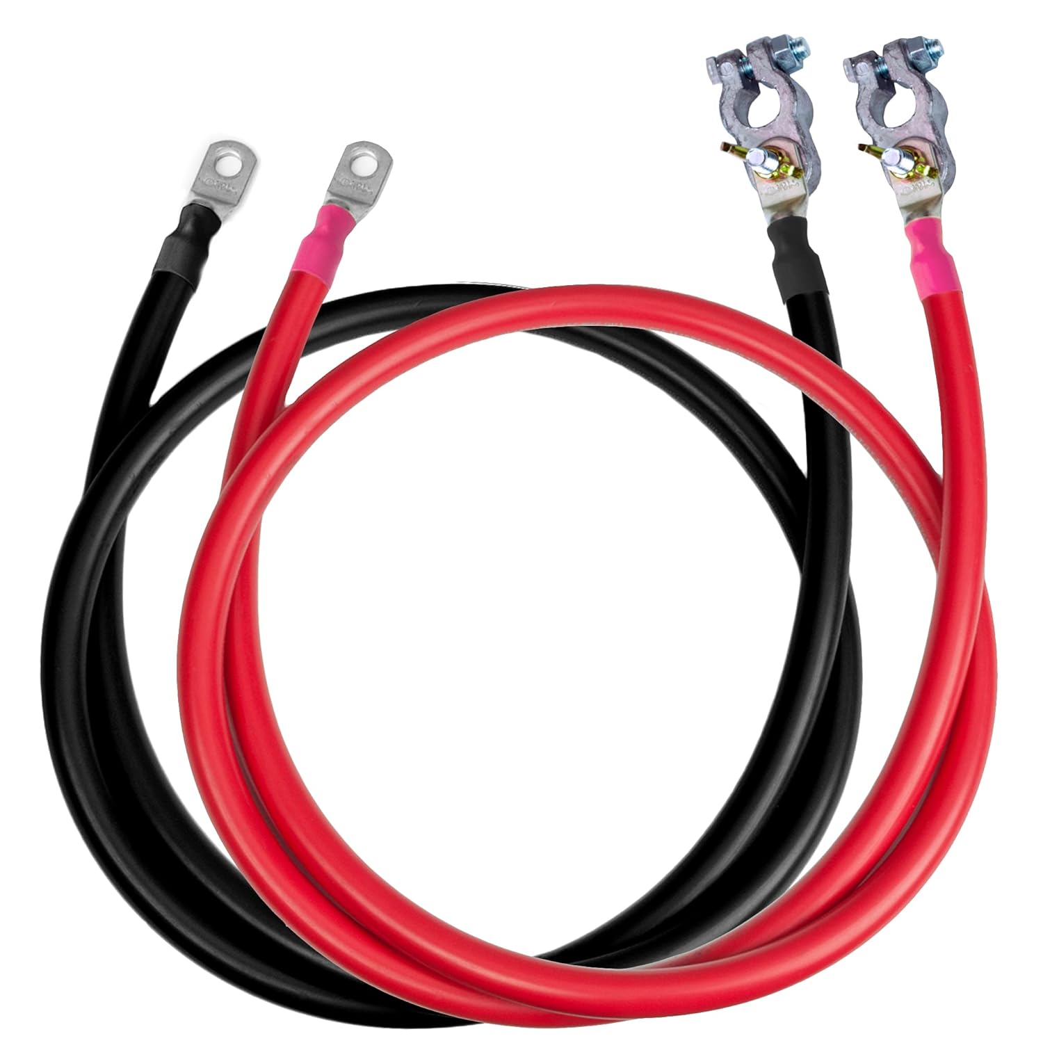 6 AWG UL Spec Reqd Marine Wire - Tinned Copper Battery Boat Cable - Crimped and Ready to USE! 17 Feet - Red & Black Wire with 2 x Lugs & 1 x Terminal - Made in The USA