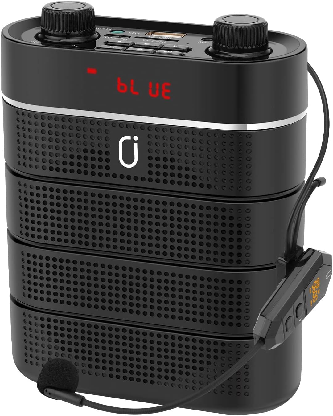 JYX Wireless Voice Amplifier, 2200mAh Portable Loudspeaker with Wireless Headset Microphone, REC and FM, Supports TF Cards/AUX/USB/Bluetooth for Teaching, Training, Meeting Pack of 2