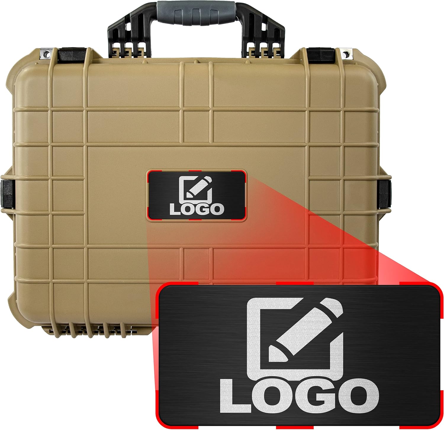 Eylar Large 20 Inch Protective Camera Case with Custom Logo Plate, Waterproof and Shockproof with Foam (White)