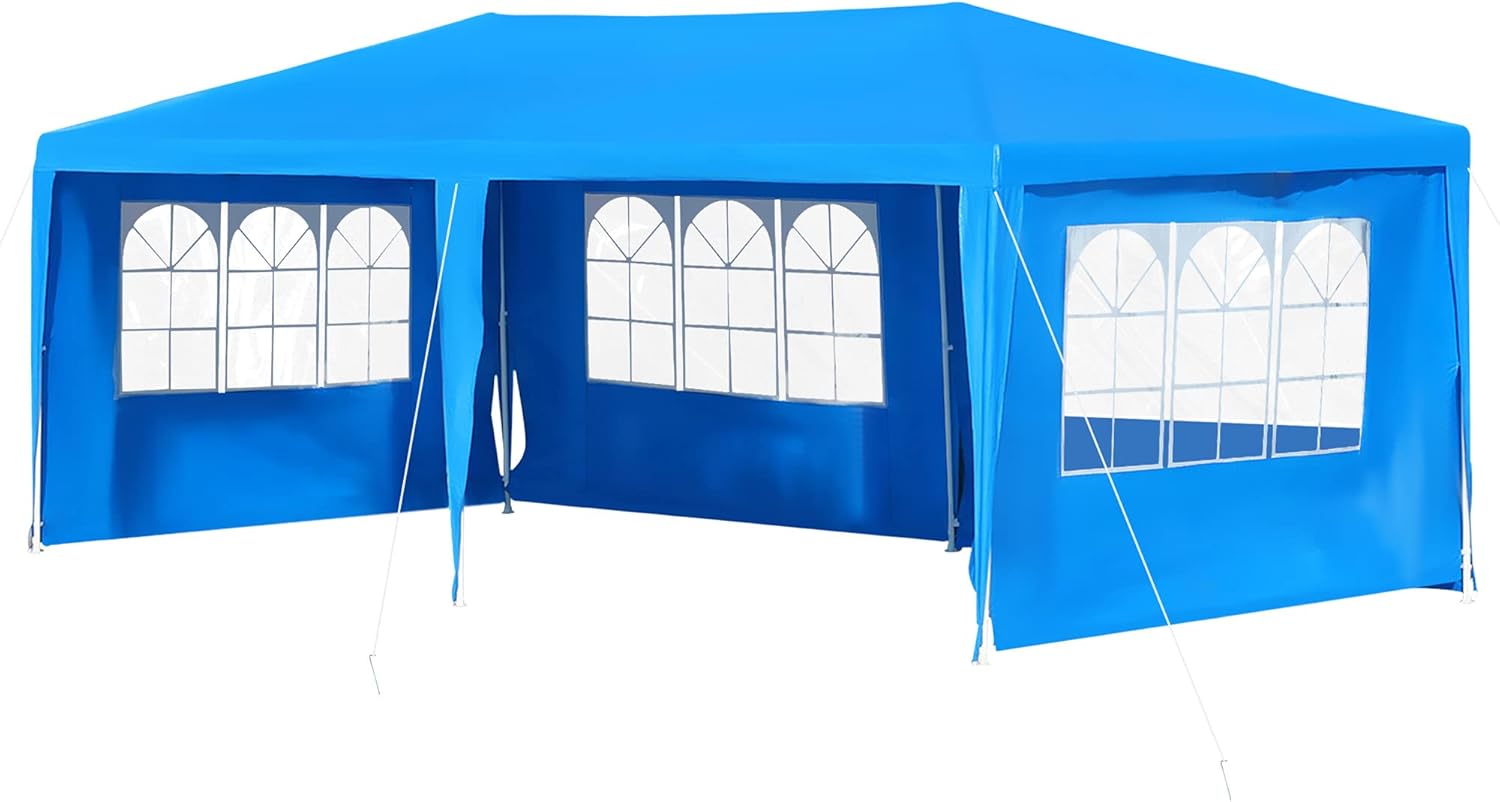 Outsunny Large 10' x 20' Party Tent, Events Shelter Canopy Gazebo with 4 Removable Side Walls for Weddings, Picnic, Blue