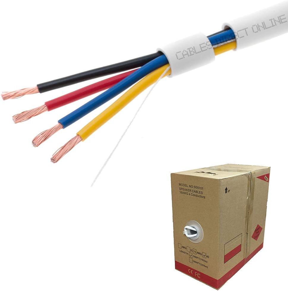 500FT Oxygen Free Pure Copper 18/2 Bulk Speaker Wire 18AWG CL2 in Wall Audio Cable (500ft, 18/2)