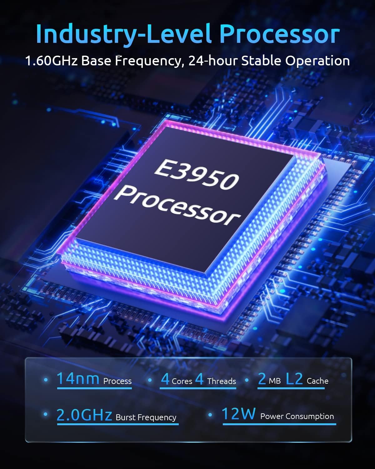 Mini PC, Celeron E3950 Mini Computer Windows 10 with 8GB RAM/128GB SSD, Support 4K Dual Display, HDMI x2, USB x4, Dual-Band Wi-Fi, Bluetooth 4.2