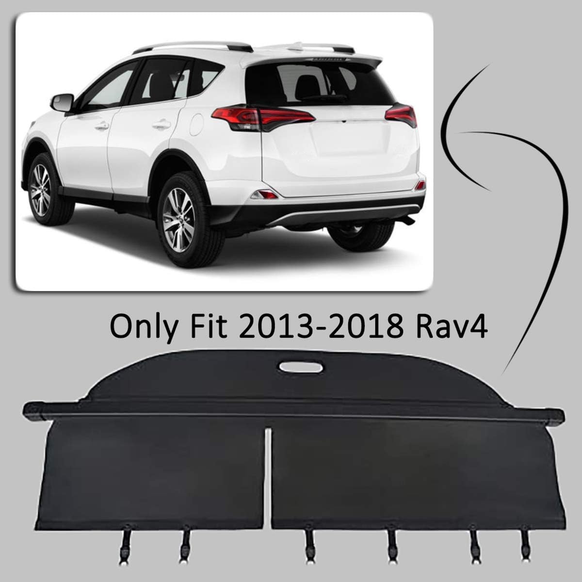 kaungka Cargo Cover Retractable Compatible for 13-18 Toyota Rav4 Black Pack of 2
