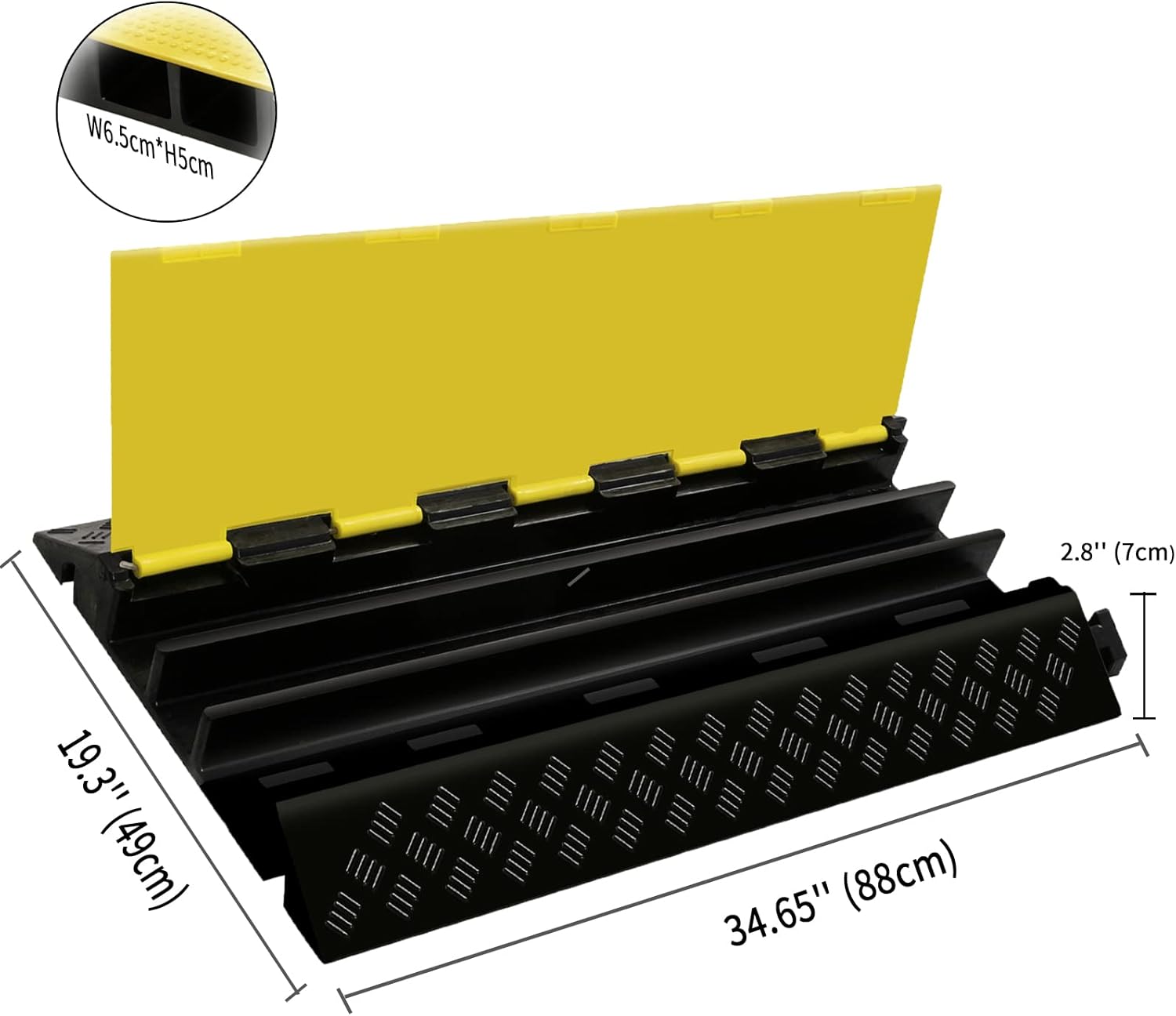 CXRCY Cable Ramp 1 Pack of 3 Channel Large PVC Rubber Cable Protector,44000lbs Capacity Heavy Duty Speed Bumps Hose Cord Protector Ramps for Wire/Hose/Pipe Hider Driveway &Indoor Pack of 2