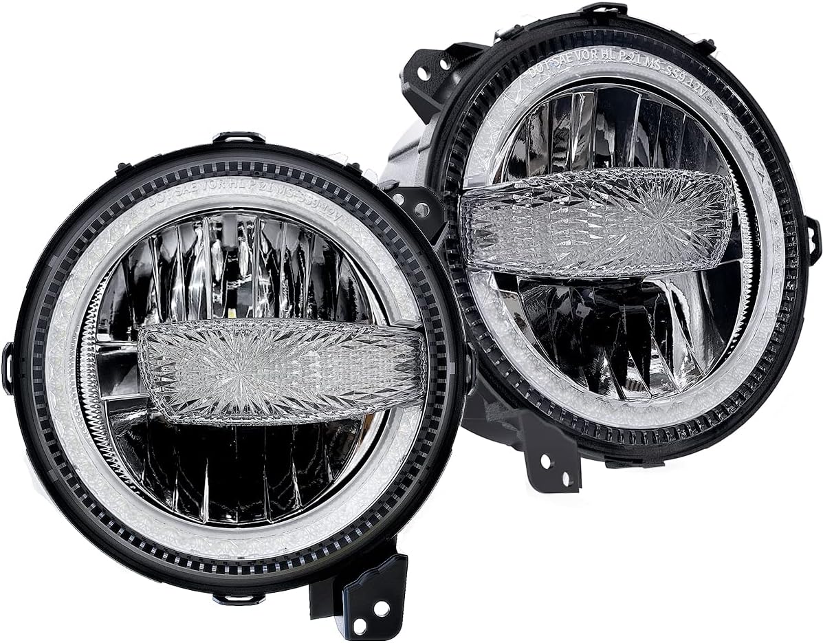 9'' Inch Round LED Headlights Halo Headlight Replacement with DRL High Low Beam Compatible With 2018-2021 Jeep Wrangler JL JLU Gladiator JT DOT Approved