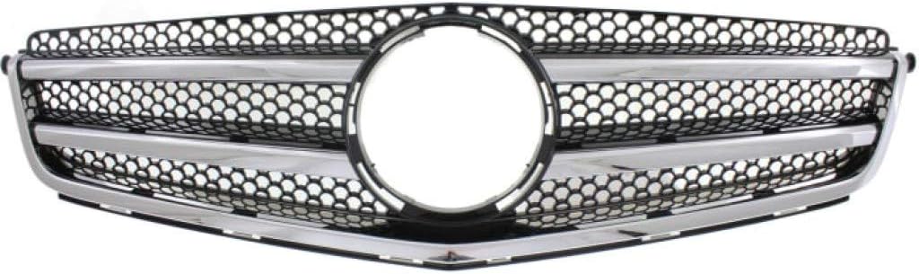 For Mercedes-Benz C300 / C350 Grille Assembly 2008 09 10 2011 | Chrome Shell w/Painted Black Insert | w/AMG Styling Package | Plastic | MB1200158 | 2048801083