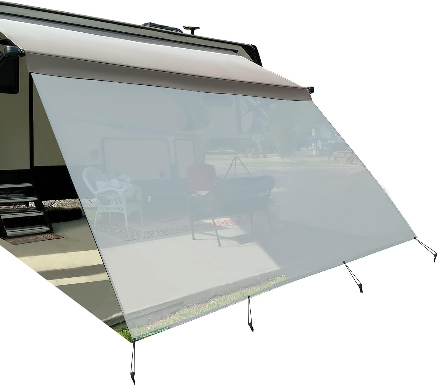 leaveshade RV Awning Sunshade Screen ● Tentproinc 8' X 18' 3''- Navy Blue Mesh Sun Shade ● Block Patio Front Sun Light ● Motorhome Camping Trailer UV Sunblocker ● Canopy Sunscreen-3 Years Lasting