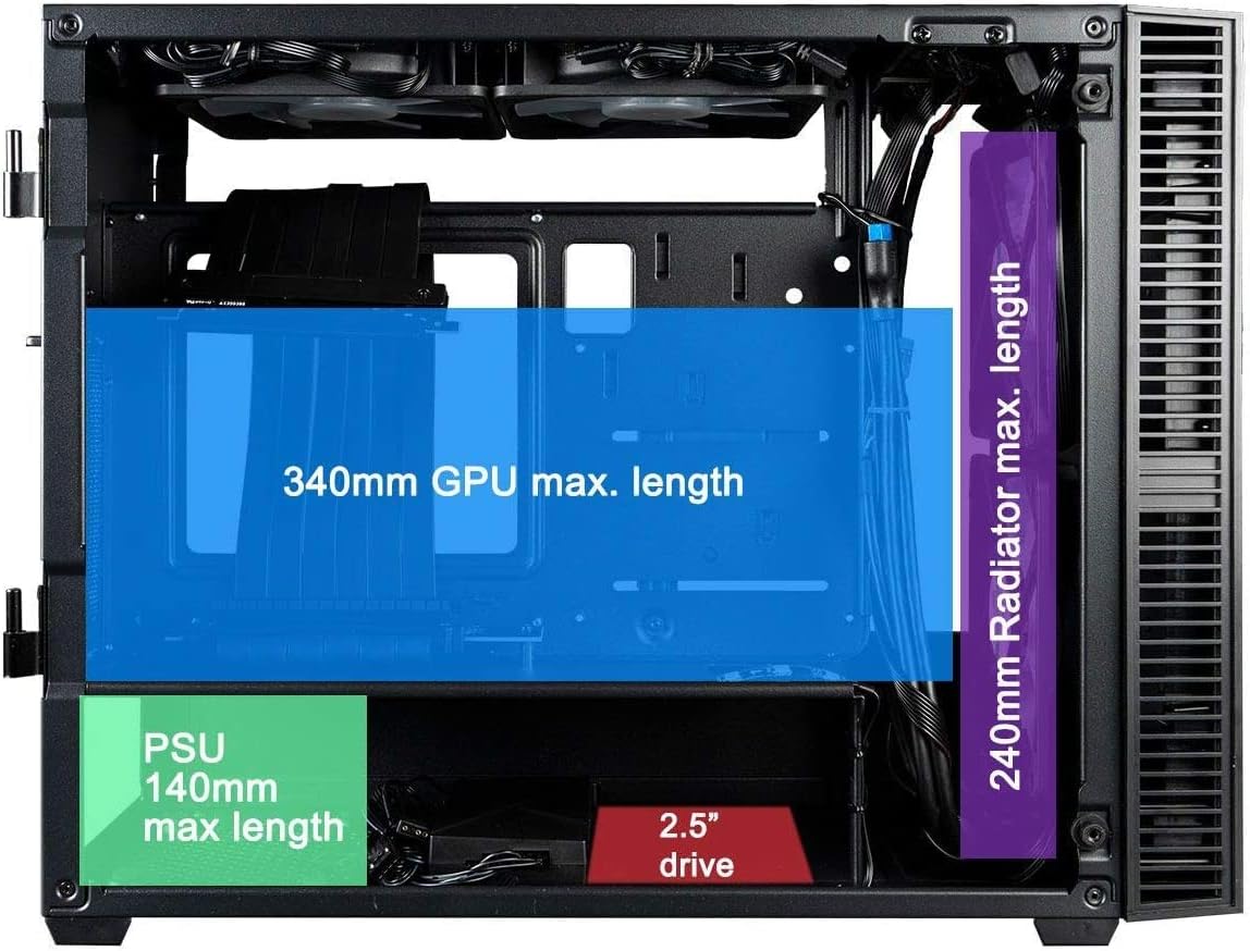 CUK Continuum Mini ITX Gaming Barebone Desktop Case with 120mm Liquid CPU Cooler and 650W Power Supply