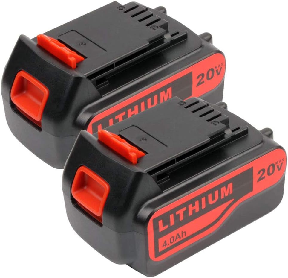 2 Pack 4.0Ah 20V LBXR20 Replacement Lithium Battery for Black and Decker 20Volt Max LBXR20 LB20 LBX20 LBXR2020 LBX4020 LB2X4020-OPE LBXR20-OPE Power Tools Pack of 2