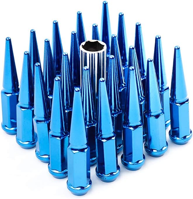 TBVECHI Lug Nuts 24 Pcs Blue Spike Lug Nuts with Key Fit for Chevy Silverado Tahoe 4.4