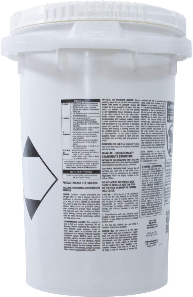 In The Swim 3 Inch Stabilized Chlorine Tablets for Sanitizing Swimming Pools - Individually Wrapped, Slow Dissolving - 90% Available Chlorine - Tri-Chlor - 10 Pounds