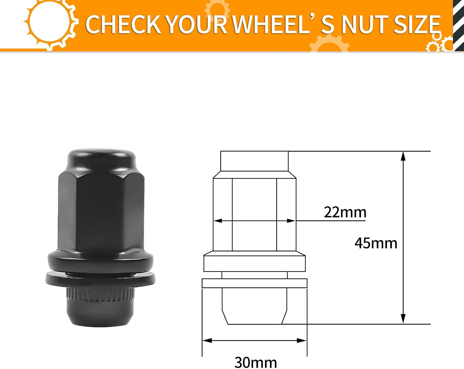 MIKKUPPA 24pcs M14X1.5 Black Lug Nuts - 1.80