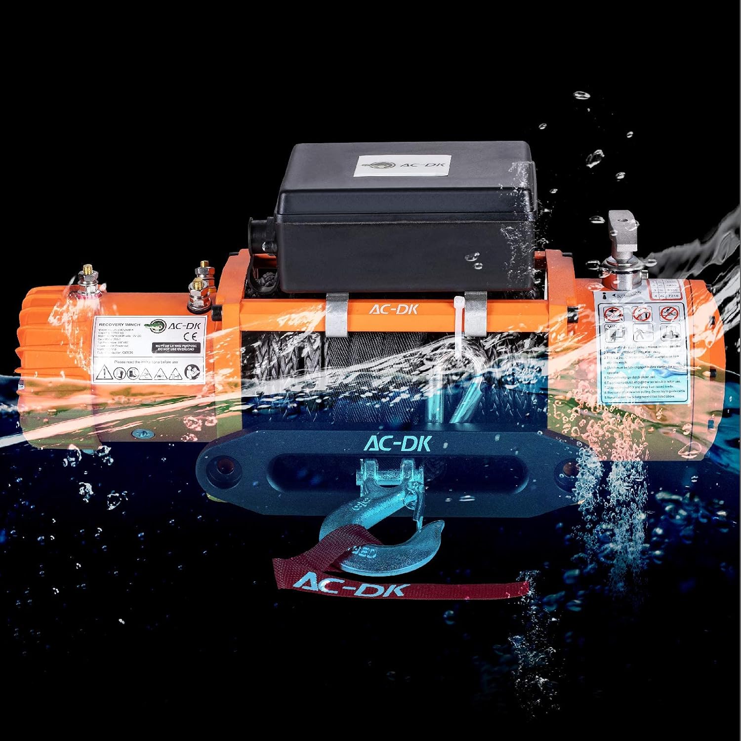 AC-DK 12000 lb Electric Winch with Synthetic Rope Winch, 12V Truck Winch with Wireless Remote, Waterproof Off Road Winch for Towing Winch Truck Jeep SUV(Up to 12500 lb Winch)