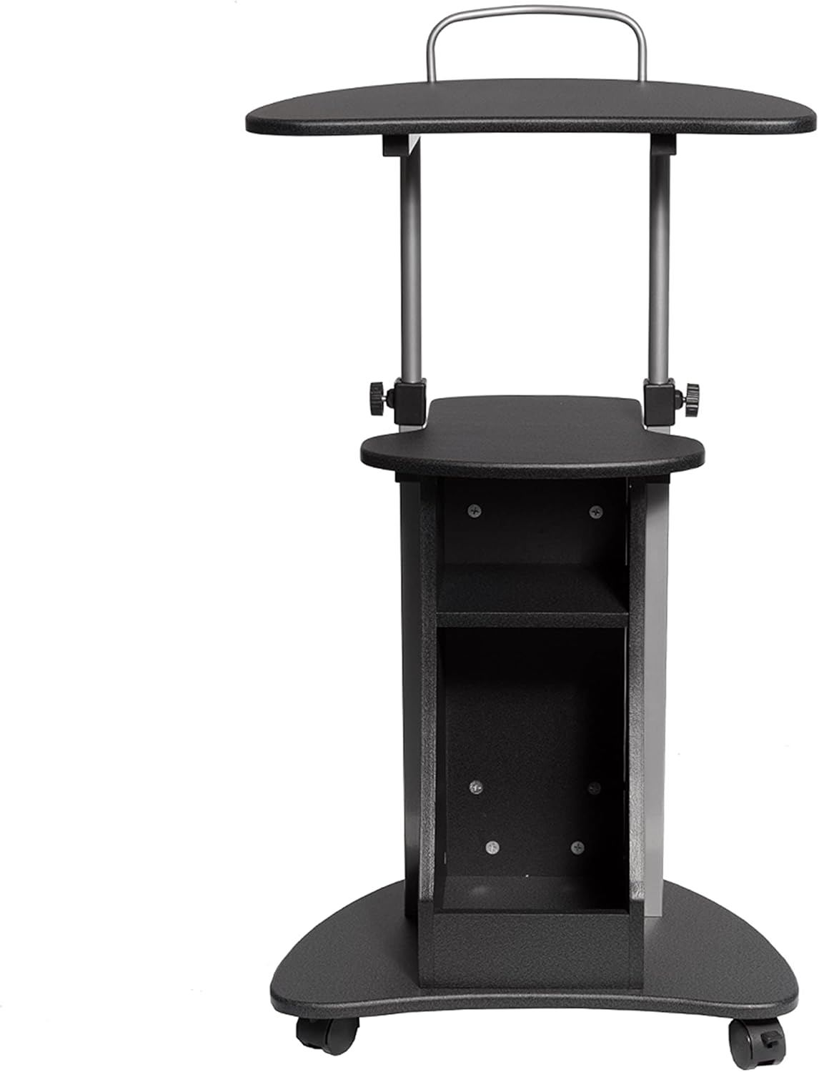 Techni Mobili Sit-to-Stand Rolling Adjustable Height Laptop Cart with Storage, Graphite