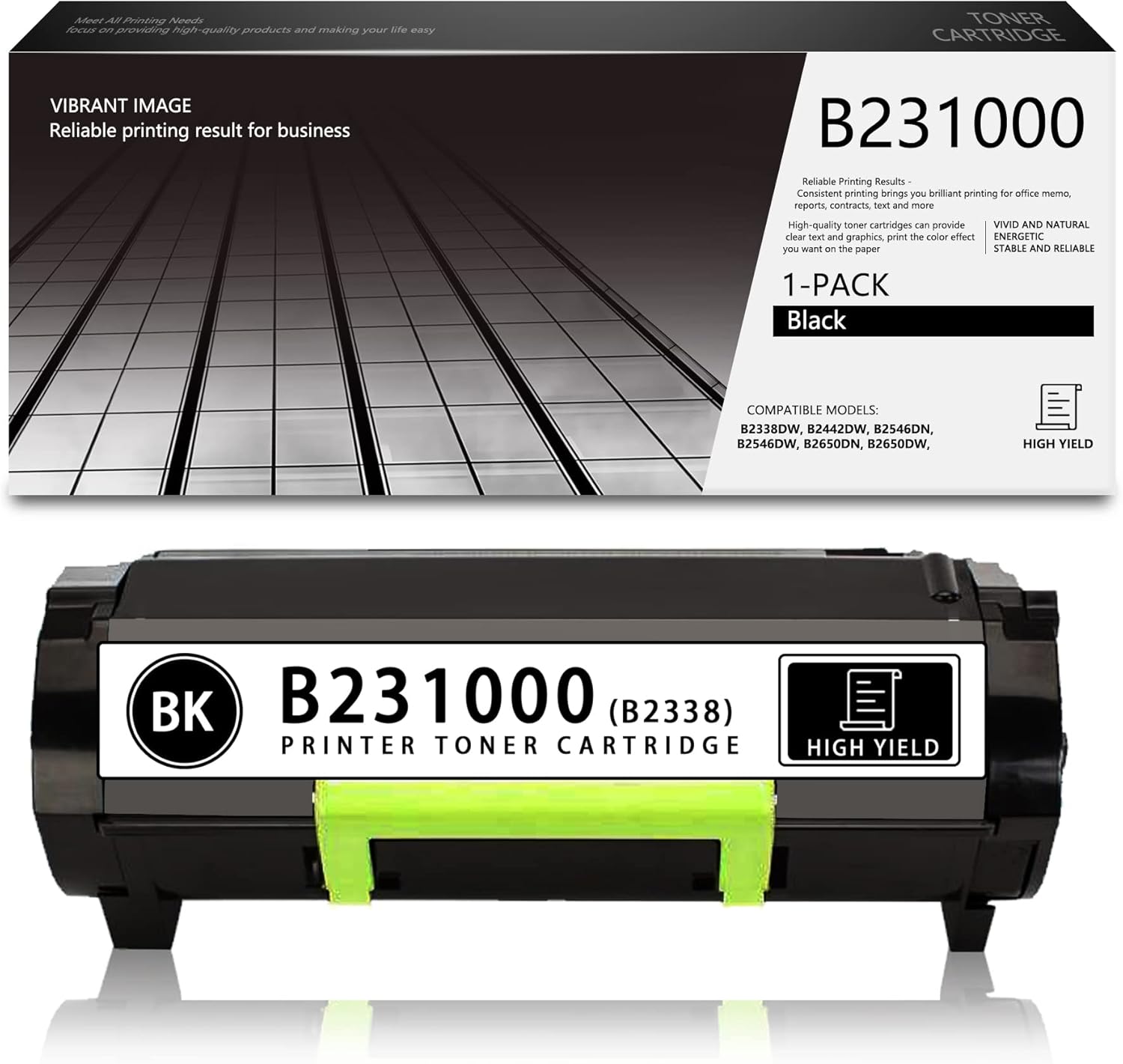 USTYLETONER B231000 B2338 Compatible Remanufactured Toner Cartridge Replacement for Lexmark MB2338adw MB2442adwe MB2546ade MB2546adwe MB2650ade Printer Toner (1 Black)