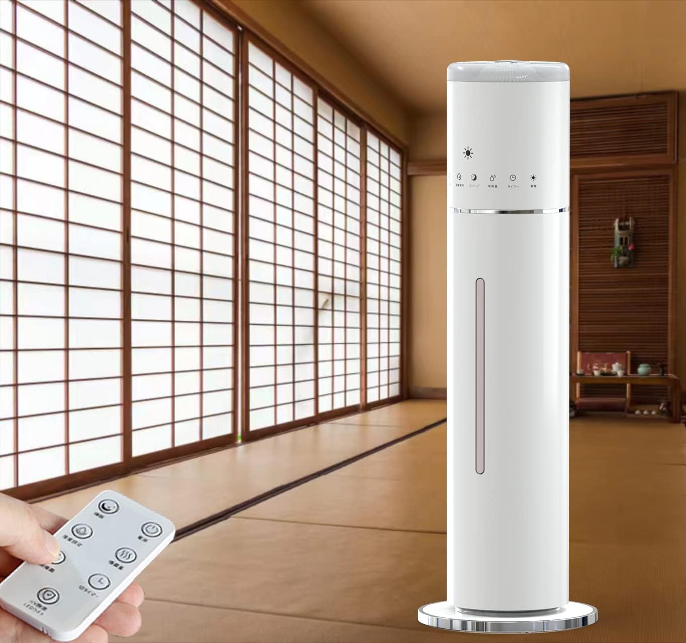 Electrolyzed Water Large Room Humidifier, 8L Cool Mist Whole House Humidifier, Tower Ultrasonic Humidifier for home, with 3 mist level, 12H timer, Remote control, for Bedroom, Living room, Baby, Kids, Yoga (White)