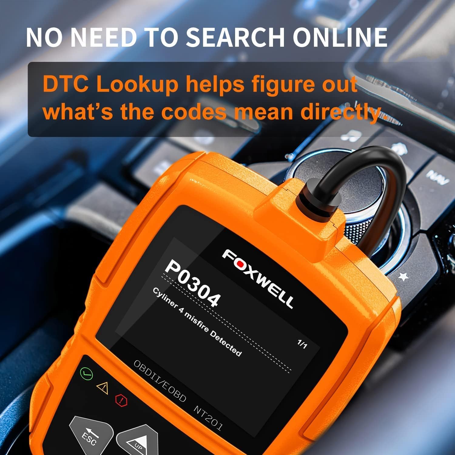 FOXWELL NT201 OBD2 Scanner Check Engine Light Car Code Reader OBD II Diagnostic Scan Tool Pack of 2
