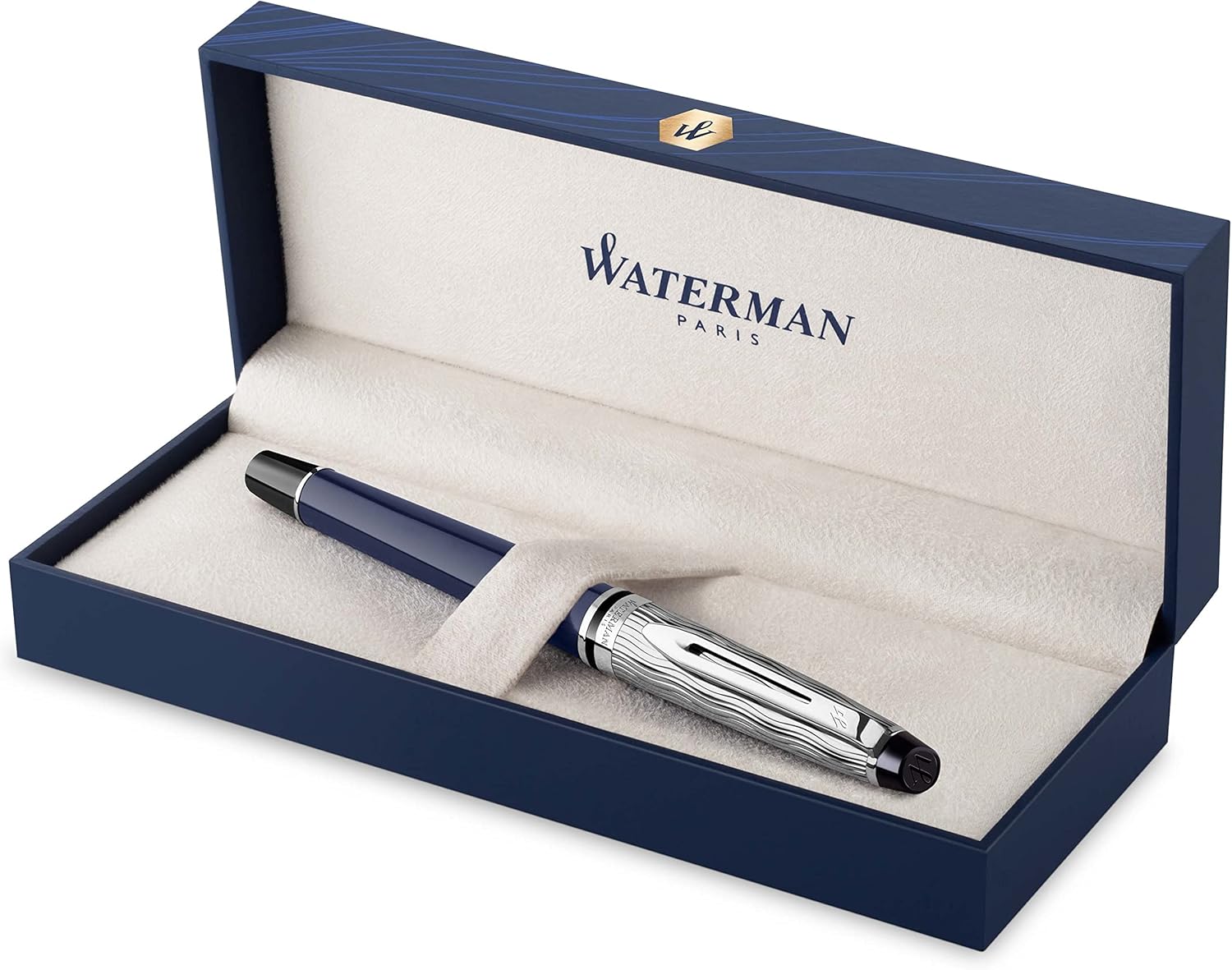 Waterman Expert Rollerball Pen, Gloss Black with 23k Gold Trim, Fine Point with Black Ink Cartridge, Gift Box Pack of 2