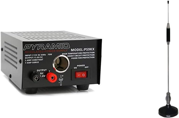 Pyramid PS9KX Universal Compact Bench Power Supply-5 Amp Linear Regulated Home Lab Benchtop Converter w/ 13.8 Volt DC 115V AC 70 Watt Input, Screw Type Terminal, 12V Car Cigarette Lighter Pack of 2
