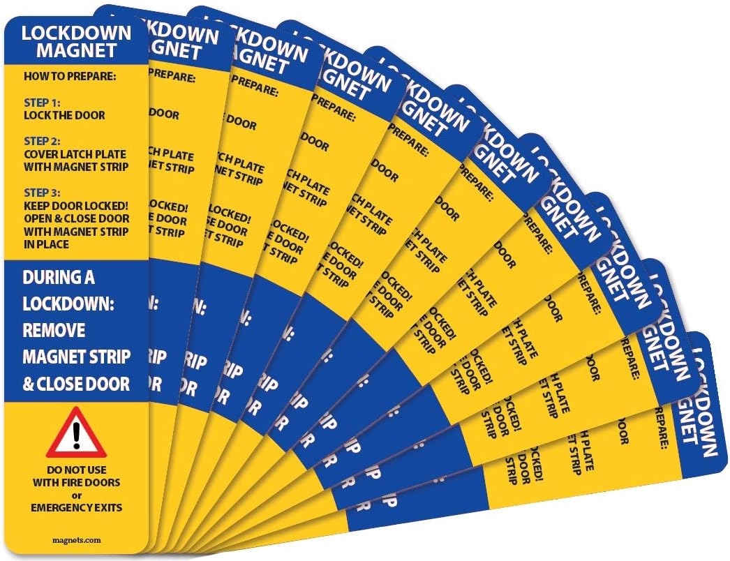 100 Pack - Lockdown Magnetic Strips for School Lockdowns - New and Improved! Durable 40mil Magnetic Strip (Red)