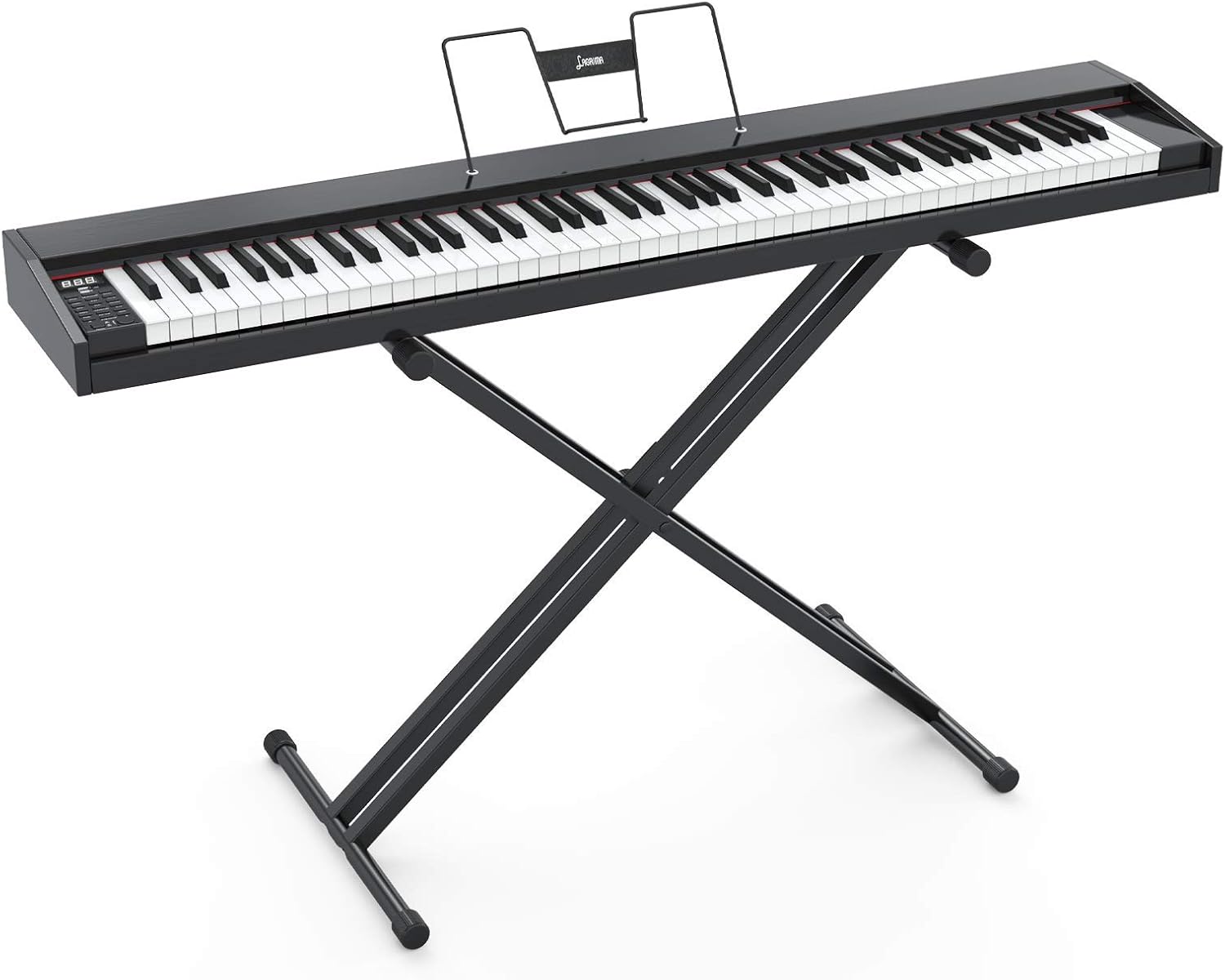 LAGRIMA LAG-610 Full Size Key Portable Digital Piano, 88 Key Electric Keyboard Piano with U Stand, Bluetooth, Sustain Pedal, Power Supply, Music Stand for Beginner/Adults, White