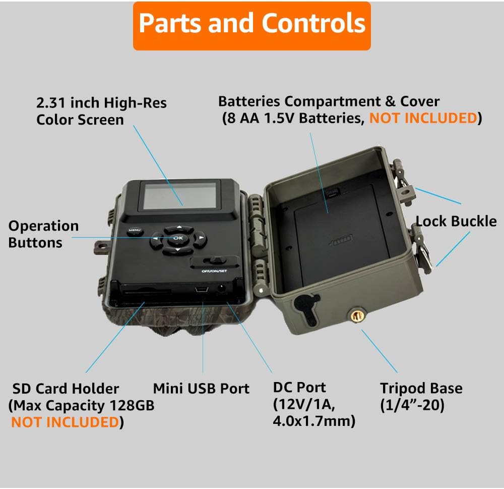 GardePro A3S Trail Game Camera 32MP 1080P H.264 MP4 Video Next-Gen Imaging Technology 100ft No Glow Night Vision 0.1s Trigger Speed Motion Activated IP66 Waterproof Pack of 2