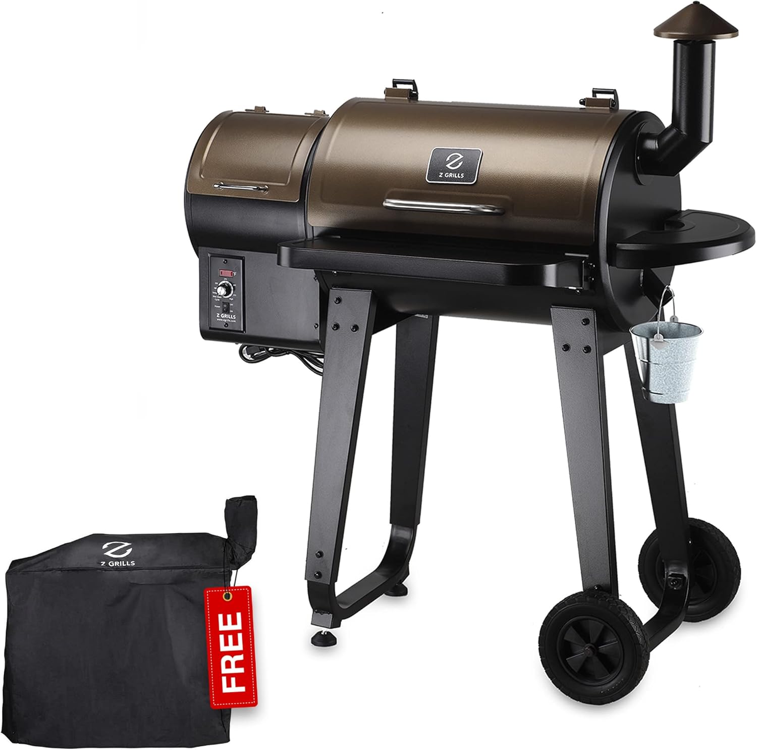 Z GRILLS ZPG-450A 2020 Upgrade Wood Pellet Grill & Smoker 6 in 1 BBQ Grill Auto Temperature Control, 450 Sq in Bronze