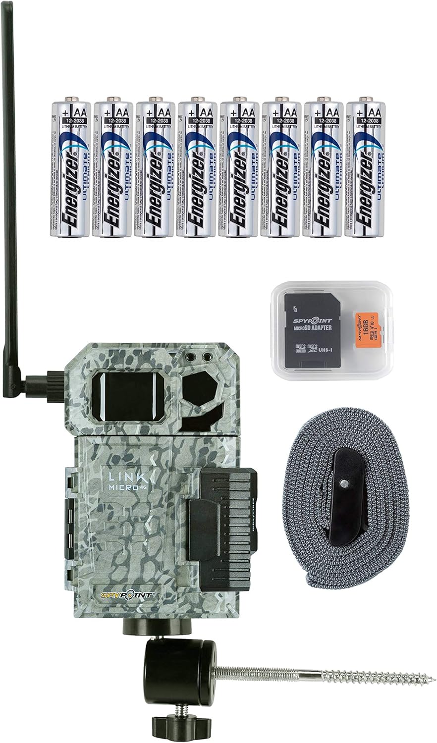 Spypoint Link Micro 4G Cellular Trail Camera with Batteries, Micro SD Card, and Mount (AT&T (USA))