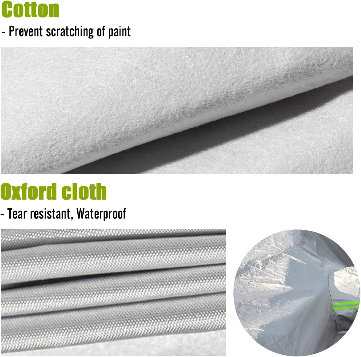 Favoto Car Cover SUV Cover Universal Fit 169 inch to 181 inch 5 Layer Driver Side Zipper Design Sun Protection with Night Reflective Waterproof Windproof Dustproof Snow Leaves Scratch Resistant Pack of 2