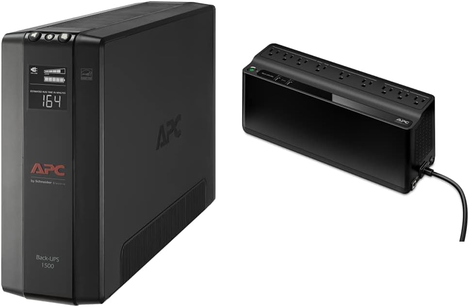 APC UPS, 1500VA UPS Battery Backup & Surge Protector, BX1500M Backup Battery, AVR & UPS, 850VA UPS Battery Backup & Surge Protector, BE850G2 Backup Battery, 2 USB Charger Ports, Back-UPS Series